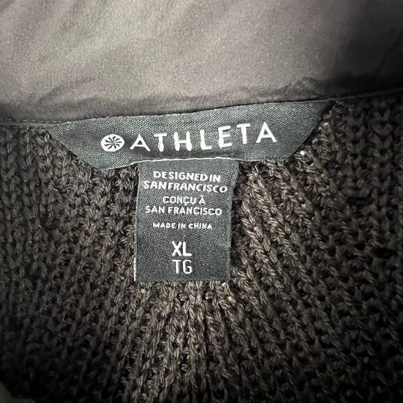 Athleta Incline Hybrid Vest Quilted Puffer Sweater Knit Zip Up Truffle Brown XL - Picture 4 of 8